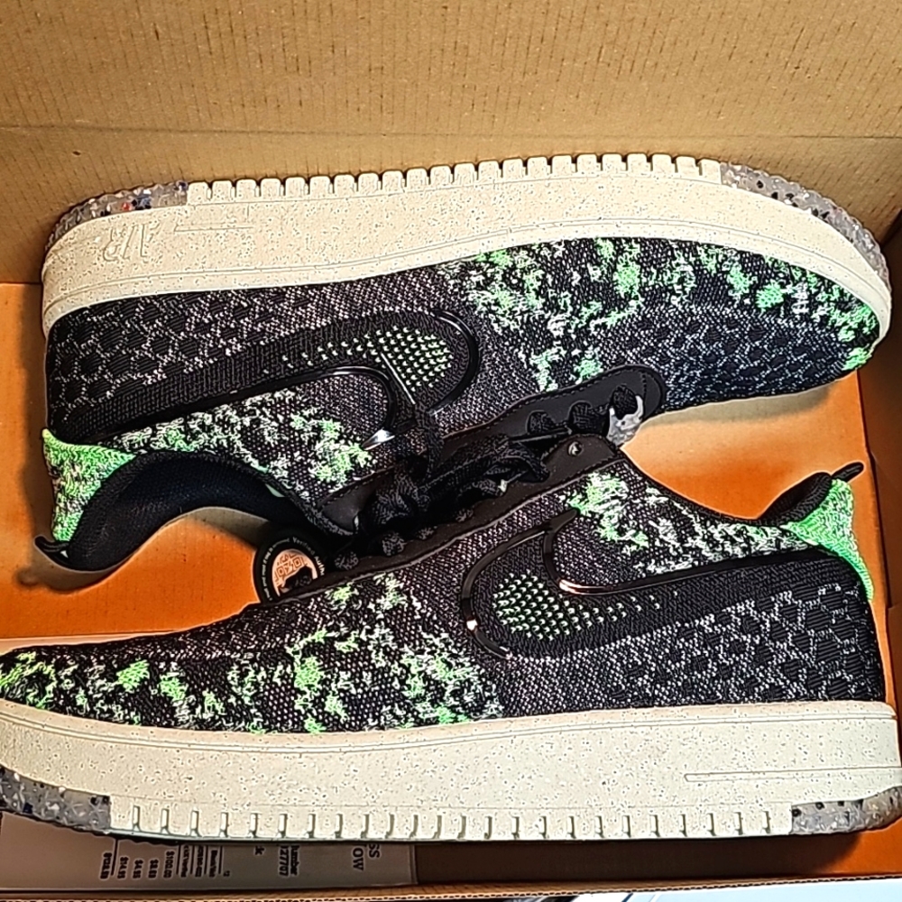 Nike AF1 Crater Flyknitt NN Size 12 Black-Scream Green 🦎✅️ - Picture 6 of 7